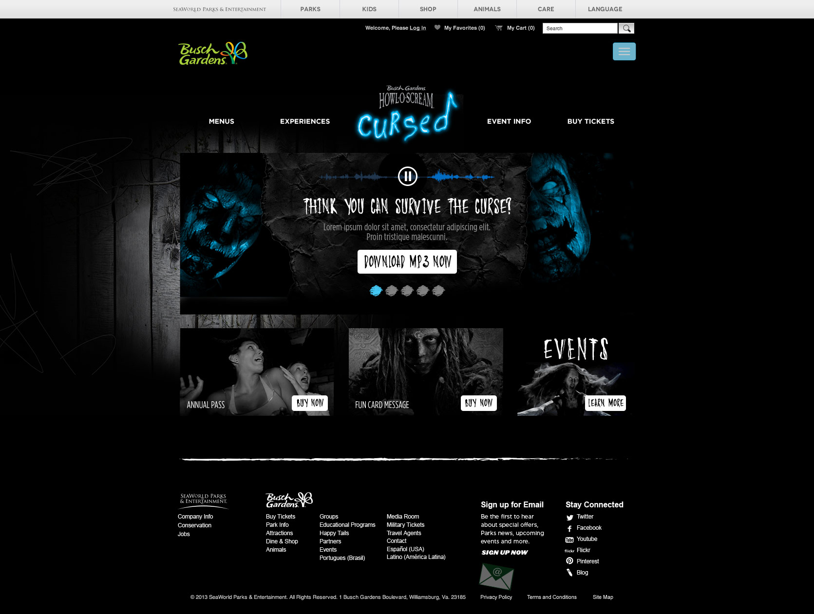 Howl-O-Scream Landing Page